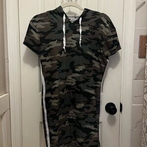 J for Justify Camo Hoodie Dress in Green, Brown, Black